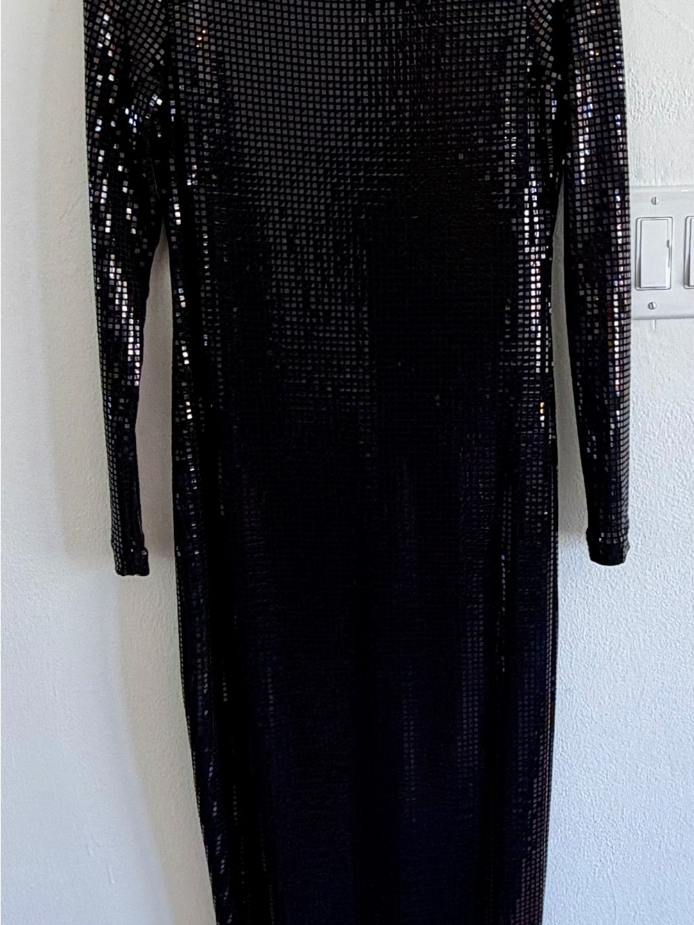Zara Black Long-Sleeve Sequin Bodycon Dress